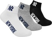 New York Yankees - 3-Pack Quarter Socks - 3 Paar Sokken - 39 - 42 - Zwart/Wit/Grijs