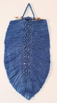 Enkel Macramé blad - Marine blauw - Bohemian - Marcramé wandhanger – Bohemian style