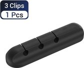 Kabelorganisator Siliconen USB-kabeloproller Desktop netjes beheerclips Kabelhouder Kabeloproller Desktop netjes beheer De kantoorbenodigdheden - 3 clip - black/ zwart