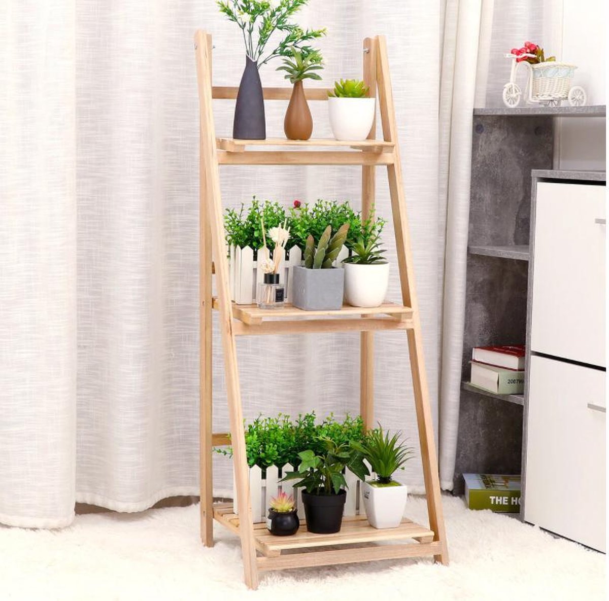 Houten plantenrek 107 bij 47 cm