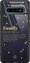 Samsung S10 Plus hoesje glass - Family is everything | Samsung Galaxy S10+ case | Hardcase backcover zwart