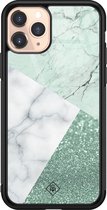 iPhone 11 Pro hoesje glass - Minty marmer collage | Apple iPhone 11 Pro  case | Hardcase backcover zwart