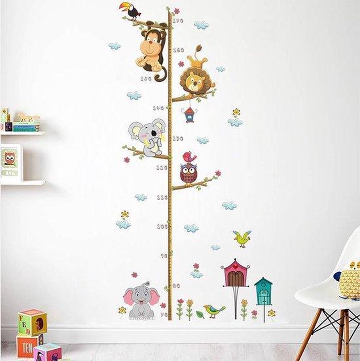 Groeimeter sticker 'Zoo' - Muursticker - Kinderkamer - Babykamer - Wanddecoratie