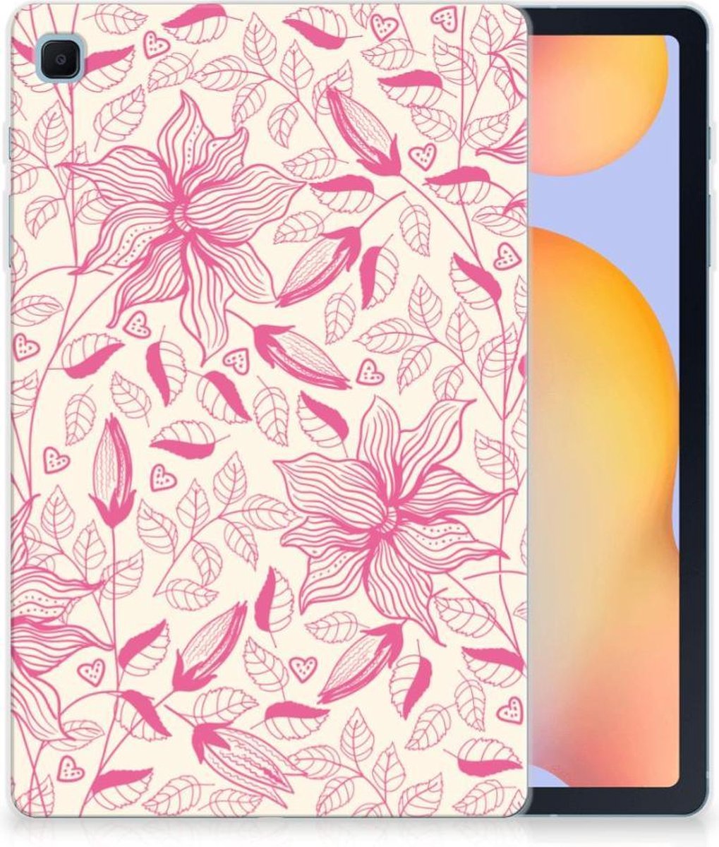 Mobiel Case Samsung Galaxy Tab S6 Lite | Tab S6 Lite 2022 Hoes Roze Bloemen met doorzichte zijkanten