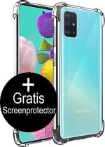 Samsung Galaxy A50 hoesje transparant shock proof hoes case cover - Met gratis glazen screenprotector.