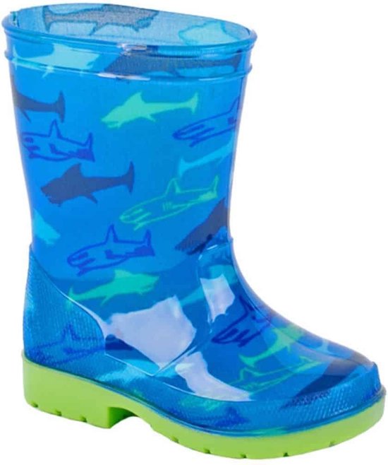 Blauwe peuter/kinder regenlaarzen sharks - Rubberen haaien print laarzen/regenlaarsjes voor kinderen 22