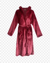 Dames badjas fleece met zakken en capuchon rood L 38-40