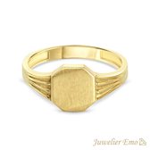 Juwelier Emo - 14 Karaat Vierkante Gouden Kinderring jongens - KIDS - MATTE LOOK - MAAT 13.00