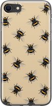 Leuke Telefoonhoesjes - Hoesje geschikt voor iPhone 8 - Bijen print - Soft case - TPU - Print / Illustratie - Geel