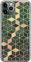 iPhone 11 Pro Max hoesje siliconen - Groen kubus - Soft Case Telefoonhoesje - Print / Illustratie - Transparant, Groen