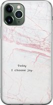 iPhone 11 Pro Max hoesje siliconen - Today I choose joy - Soft Case Telefoonhoesje - Tekst - Transparant, Grijs