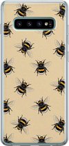Leuke Telefoonhoesjes - Hoesje geschikt voor Samsung Galaxy S10 - Bijen print - Soft case - TPU - Print / Illustratie - Geel