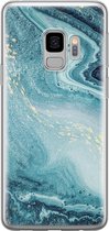 Leuke Telefoonhoesjes - Hoesje geschikt voor Samsung Galaxy S9 - Marmer blauw - Soft case - TPU - Marmer - Blauw
