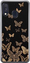 Leuke Telefoonhoesjes - Hoesje geschikt voor Samsung Galaxy A40 - Vlinders - Soft case - TPU - Print / Illustratie - Zwart
