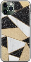 iPhone 11 Pro hoesje siliconen - Goud abstract - Soft Case Telefoonhoesje - Print / Illustratie - Transparant, Goud