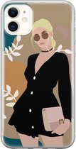 iPhone 11 hoesje siliconen - Abstract girl - Soft Case Telefoonhoesje - Print / Illustratie - Transparant, Multi