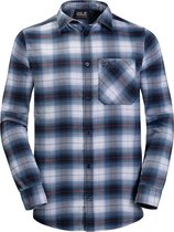 Jack Wolfskin Light Valley Fietsshirt Korte Mouwen Heren, night blue checks Maat XL