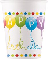 Happy Birthday Bekers Ballonnen Karton 200ml 8st