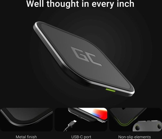 GREEN CELL QI wireless charger GC AirJuice 15W met fast charging