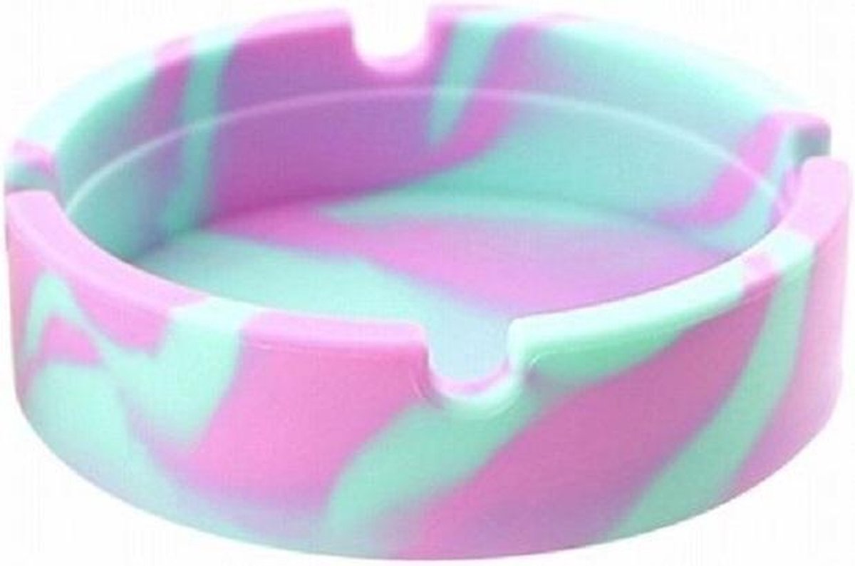 Kleine Siliconen Zachte Ronde Asbak - Roze Licht Blauw - Ash Tray - Glow in the dark - Sigarettenhouder - Duurzaam - Niet Breekbaar