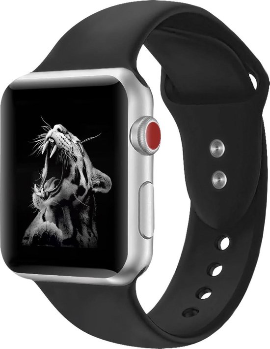 Shop4 - Bandje voor Apple Watch SE 40mm - Small Siliconen Zwart | bol.com