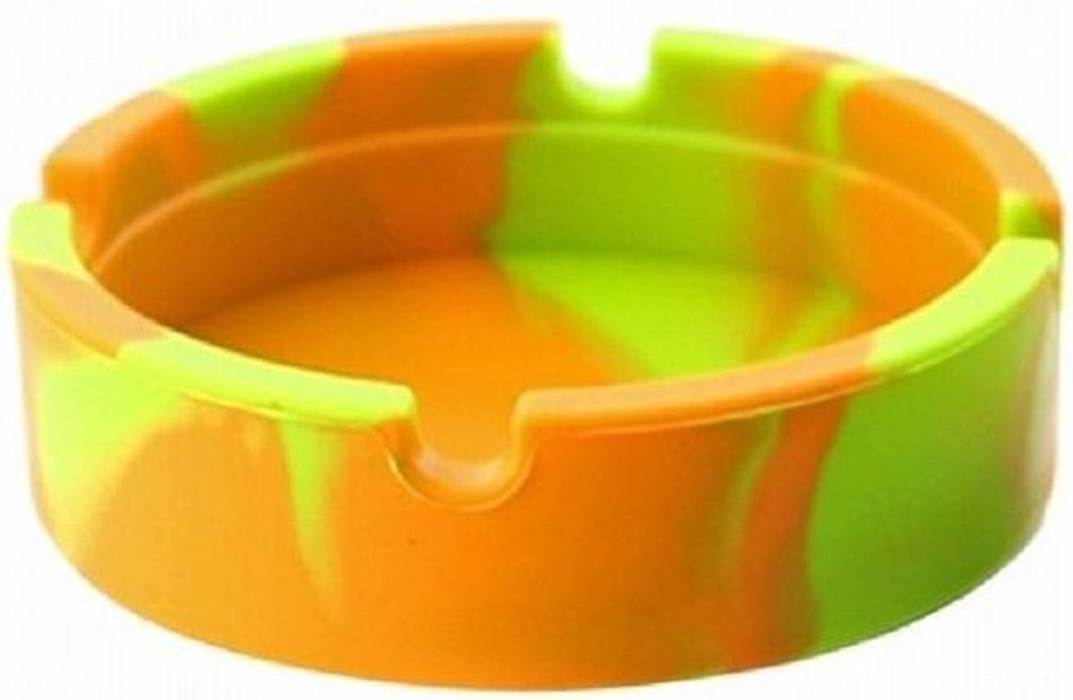 Kleine Siliconen Zachte Ronde Asbak - Geel Oranje - Ash Tray - Glow in the dark - Sigarettenhouder - Duurzaam - Niet Breekbaar