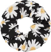 Scrunchie met daisies zwart