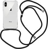 Telefoonhoesje met koord iPhone XR - Zwart - Inclusief Microfiber Doekje - Telefoonkoord – Telefoonhoes – Backcover met Koord – Telefoon Koord – Telefoonketting – Telefoonhoesje me