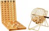 Afbeelding van het spelletje Luxe bingo spel hout/metaal set nummers 1-90 met molen - Bingospel - Bingo spellen - Bingomolen - Bingo spelen