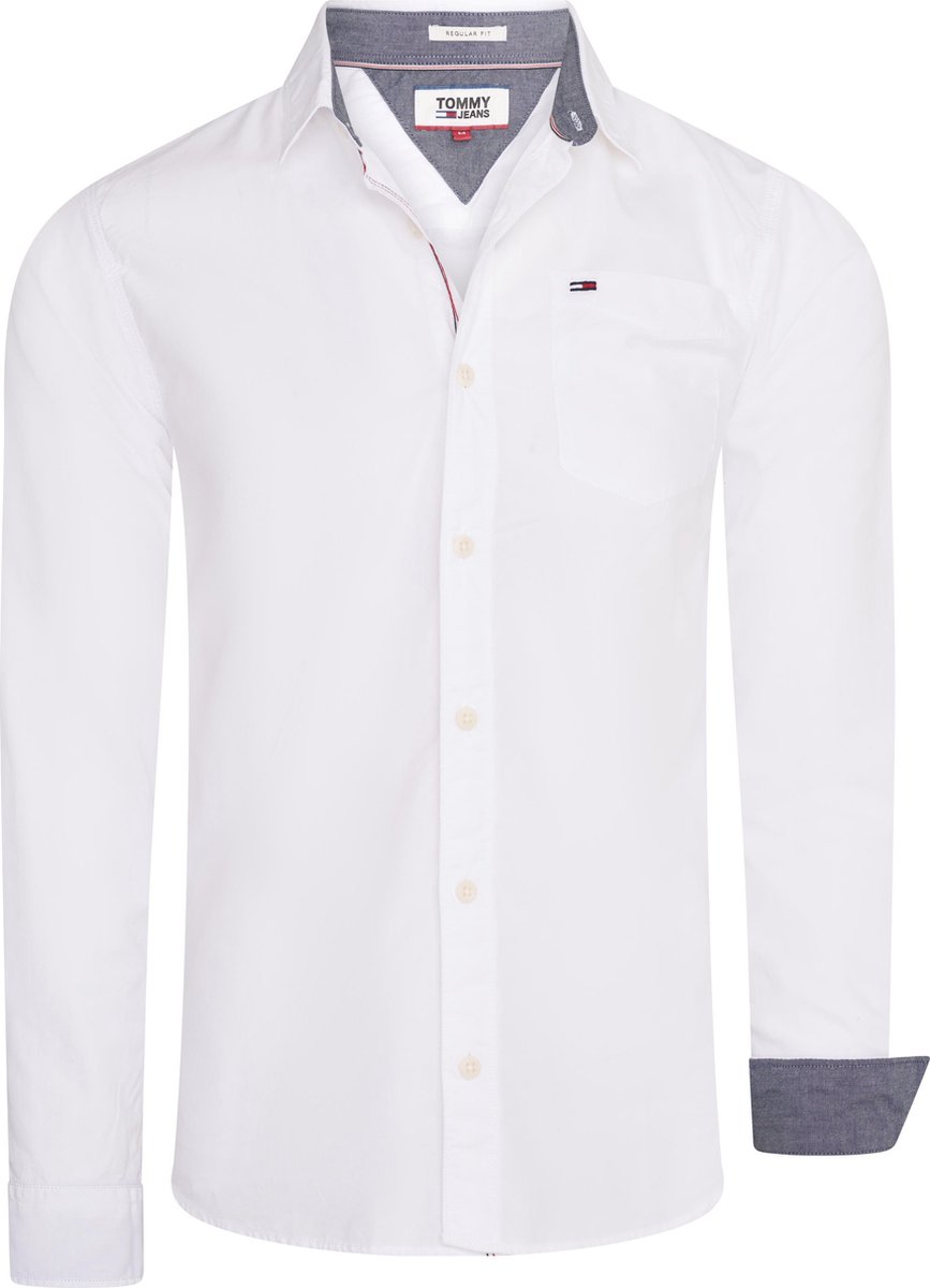 Tommy Hilfiger - Heren Overhemden Regular Fit Overhemd - Wit - Maat M |  bol.com