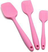Set roze spatels van siliconen - Spatel, Pannenlikker, Opscheplepel - 3-delig