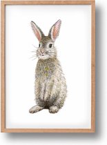 Poster konijn - A4 - mooi dik papier - bosdieren - dieren in aquarel - geschilderd door Mies