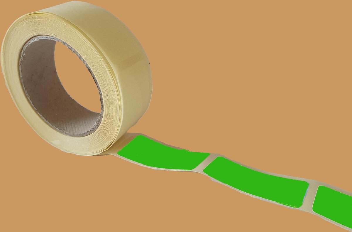 Blanco etiketten op rol - 40 x 20 mm rechthoek - groen radiant