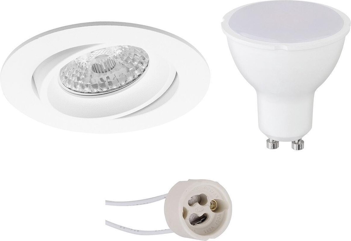 GU10 Inbouwspot Set - Mat Wit - Inbouw Rond - Kantelbaar - Pragmi Delton Pro - 4W - Warm Wit 3000K - Ø82mm