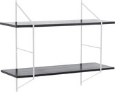 Bosen wandkast C1 wit frame, zwarte planken wit.