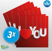 3x Muziekwenskaart - I love you – zelf opneembaar – 60 seconden – 21x21cm – hoge kwaliteit – inclusief envelop