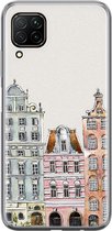Huawei P40 Lite hoesje - Amsterdam grachtenpand | Huawei P40 Lite  case | Siliconen TPU hoesje | Backcover Transparant