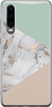 Huawei P30 hoesje - Marmer pastel mix - Soft Case Telefoonhoesje - Marmer - Multi