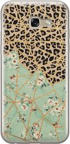 Samsung Galaxy A5 2017 hoesje siliconen - Luipaard bloemen print - Soft Case Telefoonhoesje - Luipaardprint - Groen