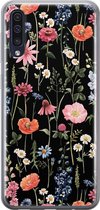 Samsung Galaxy A50/A30s hoesje siliconen - Dark flowers - Soft Case Telefoonhoesje - Bloemen - Zwart