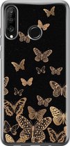 Huawei P30 Lite hoesje - Vlinders - Soft Case Telefoonhoesje - Print / Illustratie - Zwart