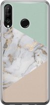 Huawei P30 Lite hoesje - Marmer pastel mix - Soft Case Telefoonhoesje - Marmer - Multi