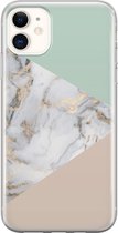 iPhone 11 hoesje siliconen - Marmer pastel mix - Soft Case Telefoonhoesje - Marmer - Transparant, Multi