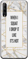 Huawei P Smart Pro hoesje - Fitness quote squats - Soft Case Telefoonhoesje - Tekst - Grijs