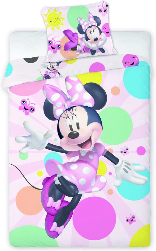 Disney Minnie Mouse Dekbedovertrek Happy - Eenpersoons - 140  x 200 cm - Katoen