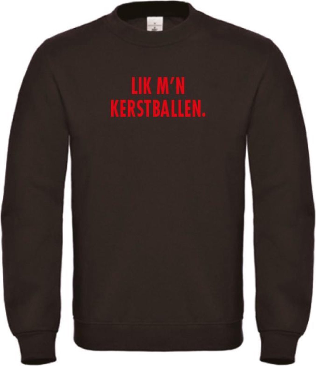 Foute kersttrui zwart XL - Lik m'n kerstballen - Rood - soBAD. | Kersttrui soBAD. | kerstsweaters volwassenen | kerst hoodie volwassenen | Kerst outfit | Foute kerst truien