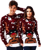 Foute Kersttrui Dames & Heren - Christmas Sweater "SuperKerstman & z'n BatRendier" - Kerst trui Mannen & Vrouwen Maat XXL