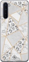 OnePlus Nord hoesje siliconen - Stone & leopard print | OnePlus Nord case | Bruin/beige | TPU backcover transparant
