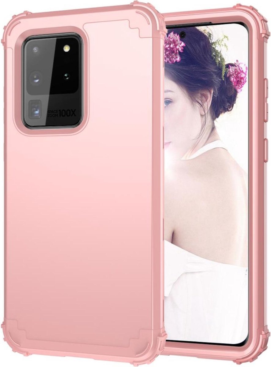Geschikt voor Samsung Galaxy S20 Ultra Backcover - Roze - Shockproof - Armor