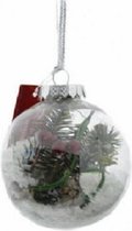 ZoeZo Design - kerstbal - set van 6 stuks - doorzichtig kunststof - gevuld met decoratie - Ø 8 cm